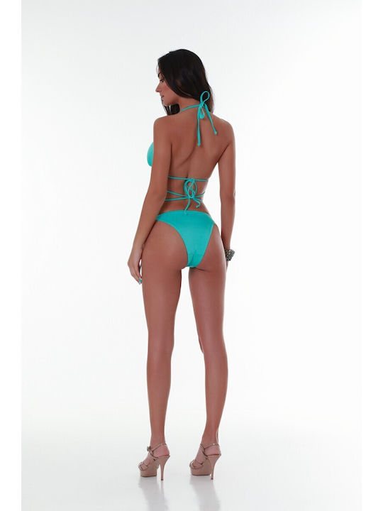Bikini Brasilien mit Schnürchen Petrol Blue