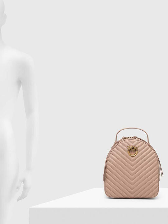 Pinko Leather Backpack Answear Exclusive Women's Color Beige Small Plain 102530.a0gk