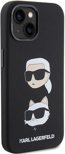 Karl Lagerfeld Liquid Umschlag Rückseite Silikon Schwarz (iPhone 15 Pro Max)