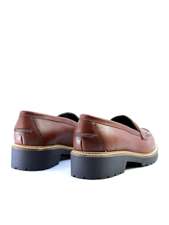 Leder Damen Loafers in Braun Farbe