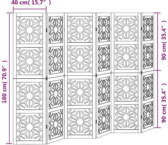 vidaXL Decorativ Paravan Lemn cu 5 Panouri 175x180cm