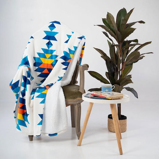 Bee. Unusual. Normal Gets You Nowhere Blanket Sherpa Couch 127x152cm Off White/Blue
