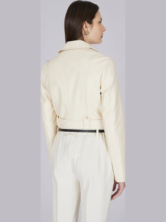 Ab38356 Artigli Chiodo Ecopelle Borchie Women's Ivory Jacket