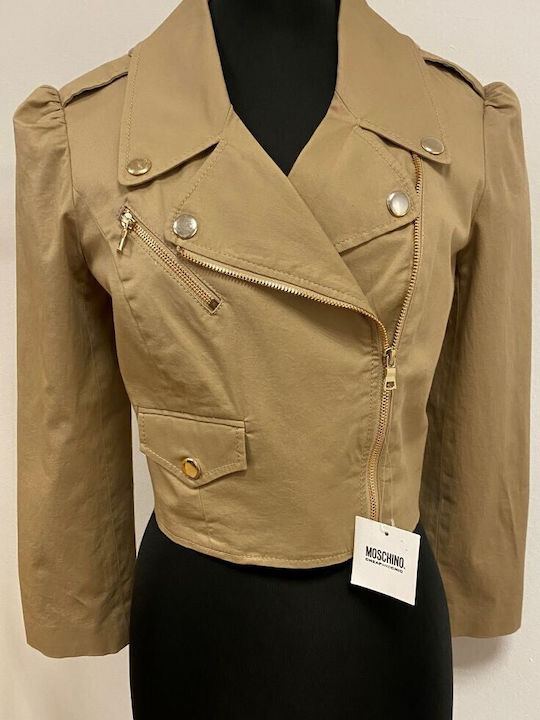 Moschino Women's Short Lifestyle Jacket for Winter Beige