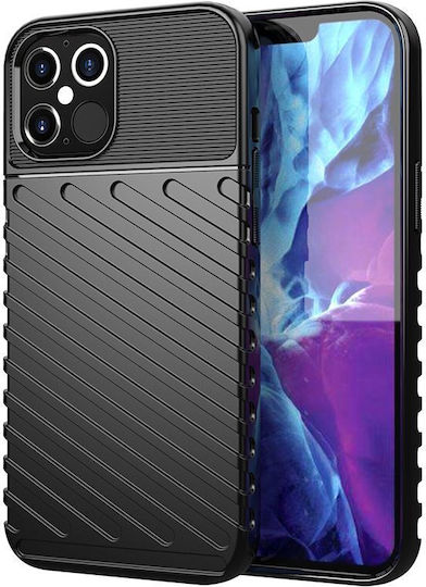 Powertech Umschlag Rückseite Kunststoff Schwarz (iPhone 12 mini)
