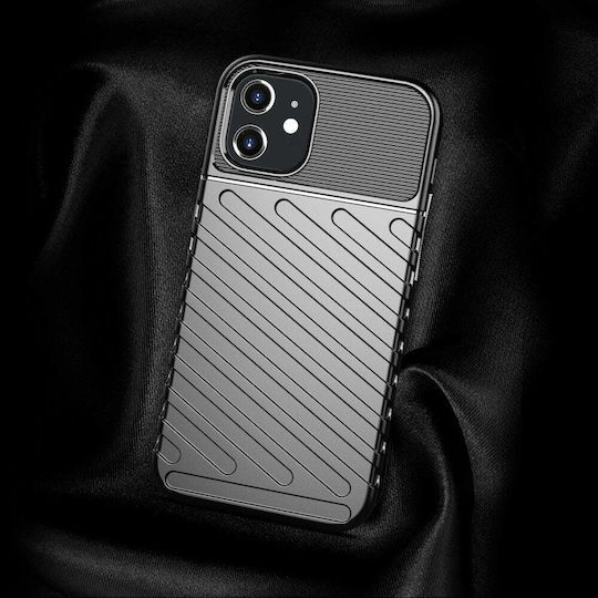 Powertech Umschlag Rückseite Kunststoff Schwarz (iPhone 12 mini)