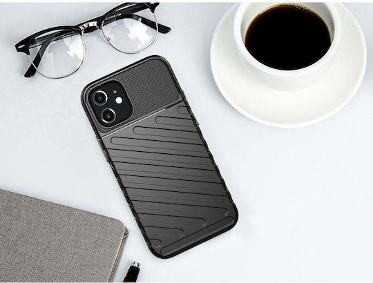 Powertech Umschlag Rückseite Kunststoff Schwarz (iPhone 12 mini)