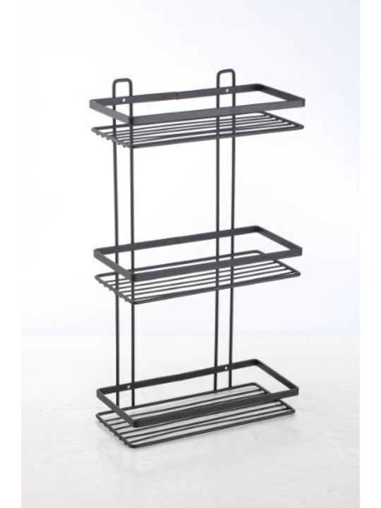 Estia Elegant Wall Mounted Bathroom Shelf Metallic with 3 Shelves 20.1x20.1x53.6cm Black