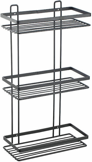 Estia Elegant Wall Mounted Bathroom Shelf Metallic with 3 Shelves 20.1x20.1x53.6cm Black