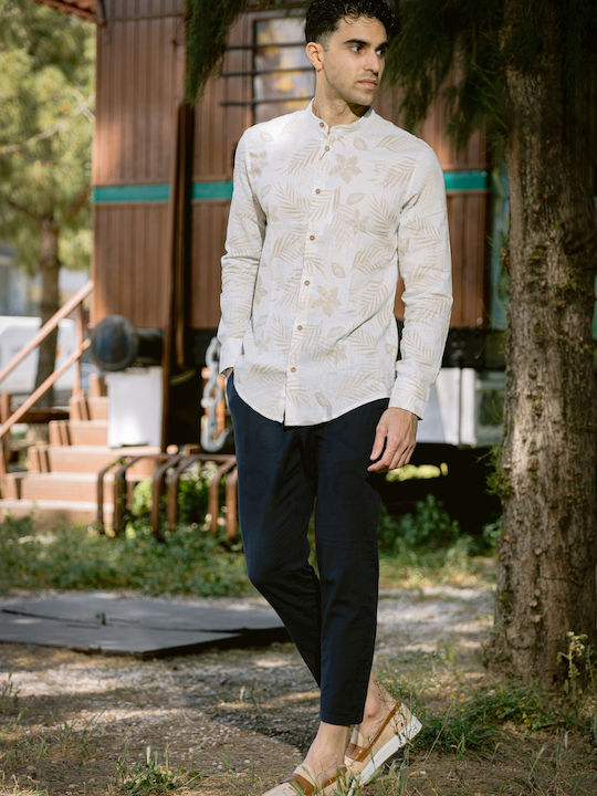 Long-sleeved Linen Shirt Beige