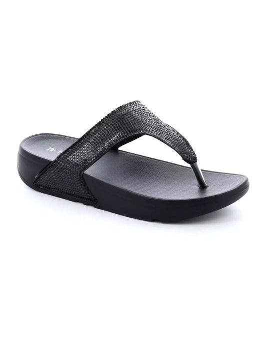 B-Soft Women's Flat Sandals Flatforms in Black Color