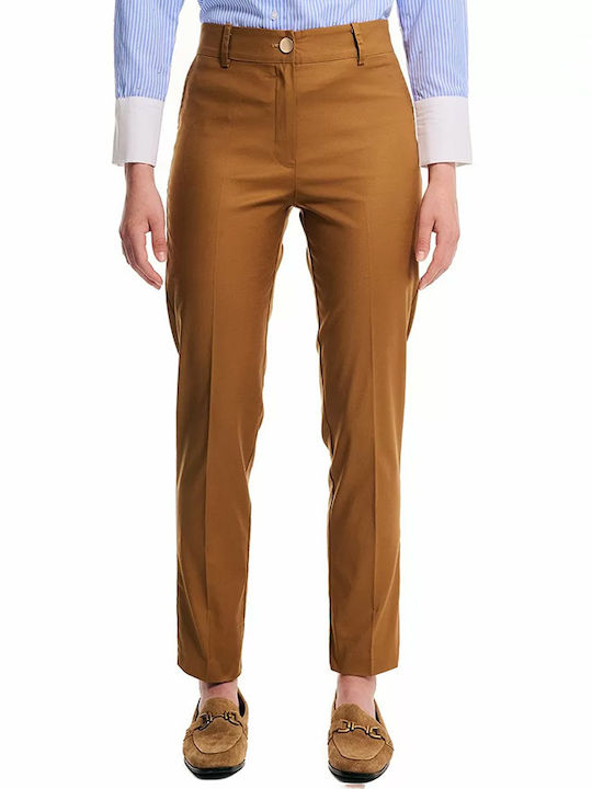 Brown Skinny Cotton Trousers