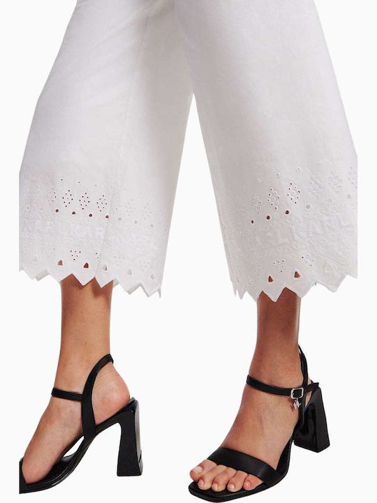 Damen Stoff Capri Hose White