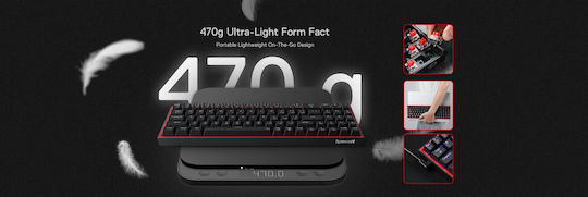 Redragon K628-RGB Pollux Gaming Μηχανικό Πληκτρολόγιο 75% με Custom Red διακόπτες και RGB φωτισμό (Αγγλικό US)