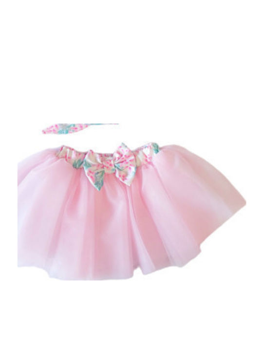 Kids' Set with Skirt Summer 2pcs Pink