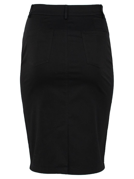 Midi Black Pencil Skirt with Pockets