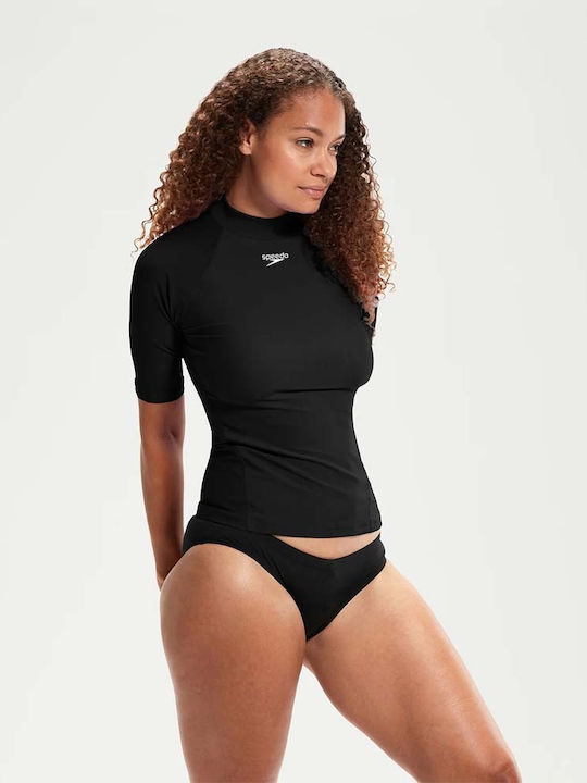 Speedo Femei Mâneci scurte Tricou de protecție solară Negru