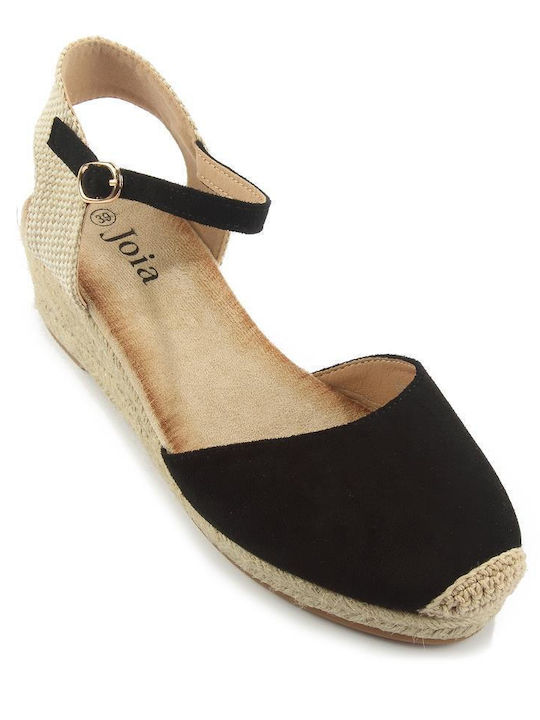 Fshoes Women's Synthetic Leather Platform Espadrilles Black