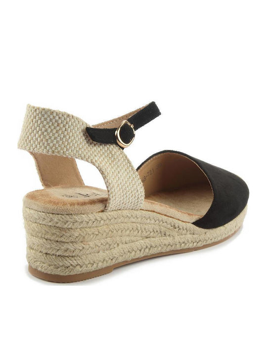 Damenplattformen im Espadrilles-Stil Schwarz
