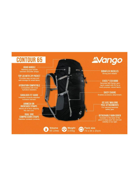 Vango Contour Ορειβατικό Σακίδιο 65lt Μαύρο Expedition