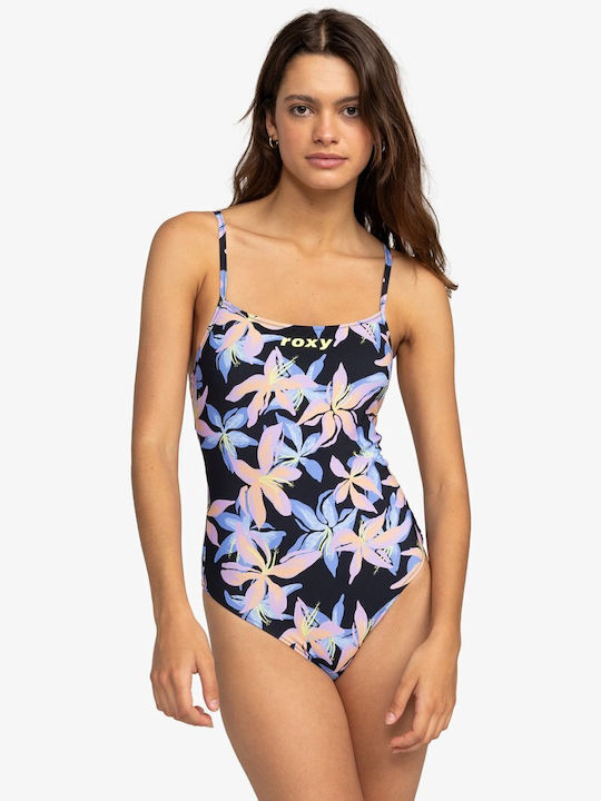 Roxy Active' Ολόσωμο Μαγιό Floral Μαύρο