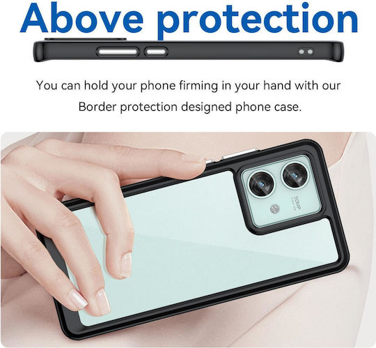 Motorola Edge 40 Neo Colorful Series Acrylic Hybrid TPU Phone Case Black