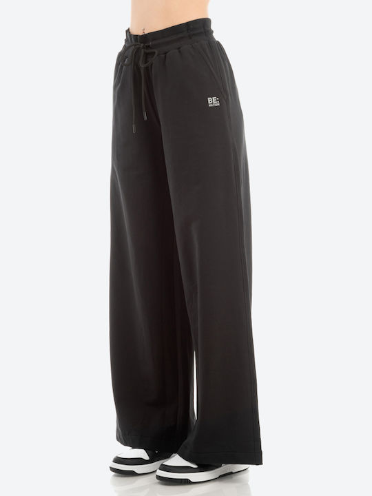 Benation Terry Wide Leg Hose Damen Sweatpants Schwarz