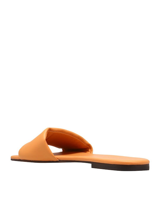 Leder Flache Sandalen für Damen in Orange Farbe