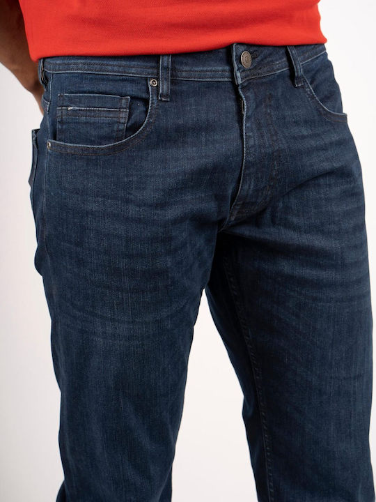Men's Elastic Jeans Pants with Regular Fit Dark Blue