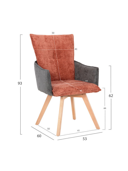 REX Dining Room Fabric Armchair Ceramides 53x60x93cm 2pcs