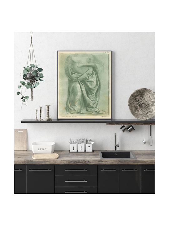 Study A Semi-nude Standing Figure Drapery Leonardo Gemälde auf Leinwand 40x50cm