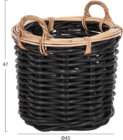 HomeMarkt Set of Decorative Baskets Rattan with Handles Black 61x61cm 2pcs HomeMarkt Set of Decorative Baskets Rattan with Handles Black 61x61cm 2pcs