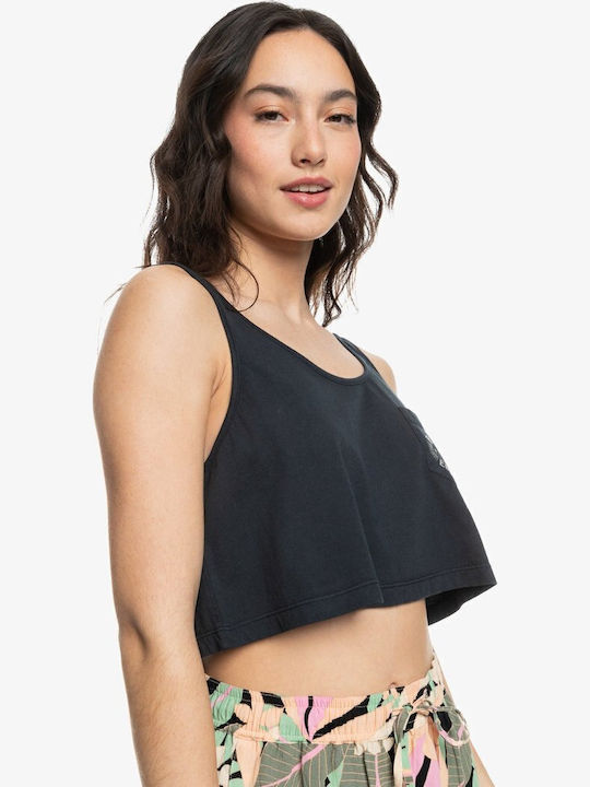 Summer Women's Athletic Crop Top with Straps Black