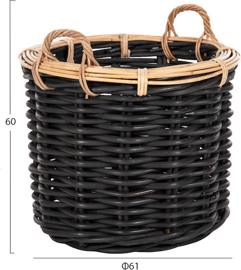 HomeMarkt Set de coșuri decorative Ratan cu mânere Black 61x61buc 2buc