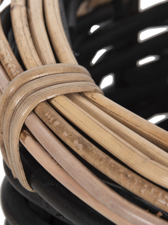 HomeMarkt Σετ Διακοσμητικά Καλάθια Rattan με Χερούλια Μαύρο 61x61εκ. 2τμχ
