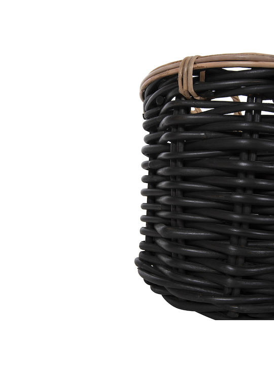 HomeMarkt Σετ Διακοσμητικά Καλάθια Rattan με Χερούλια Μαύρο 61x61εκ. 2τμχ