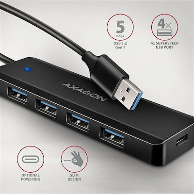 Axagon USB 3.0 Hub 4 Porturi cu conexiune USB-A / USB-C