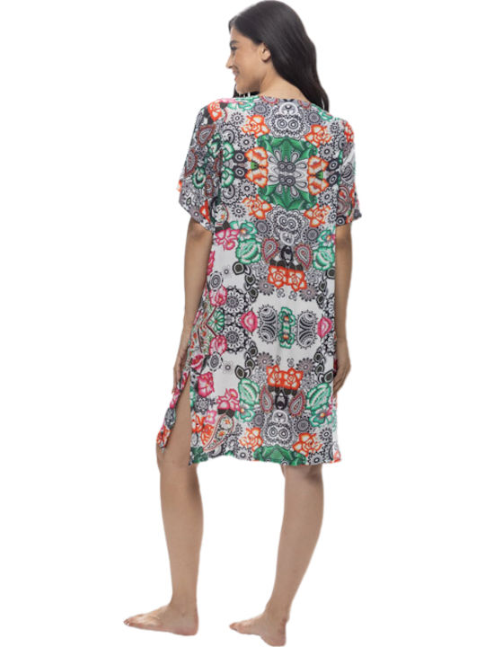 Damen Sommerkleid Galaxy Orange-Weiß 662-24