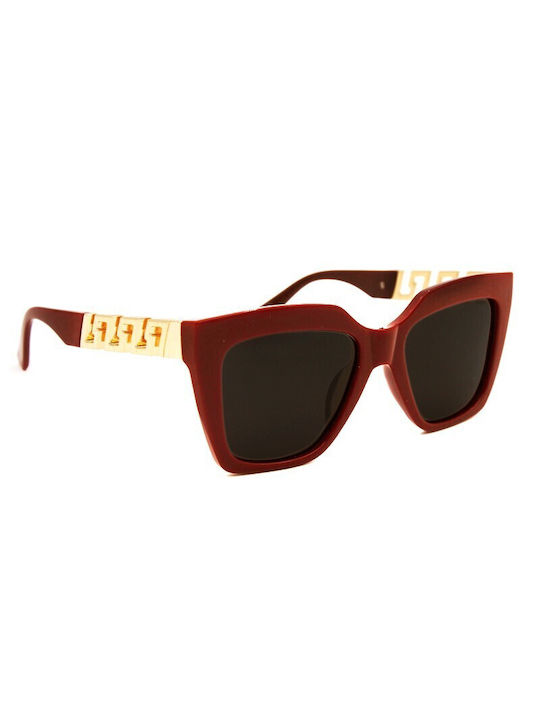 V-store Women's Sunglasses with Red Plastic Frame and Black Polarized Lens POL6176RED