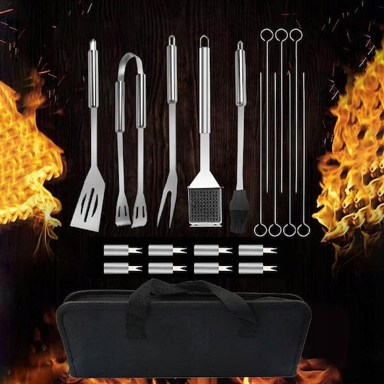 Set de grătar ustensile din oțel XXL 30x Accesorii