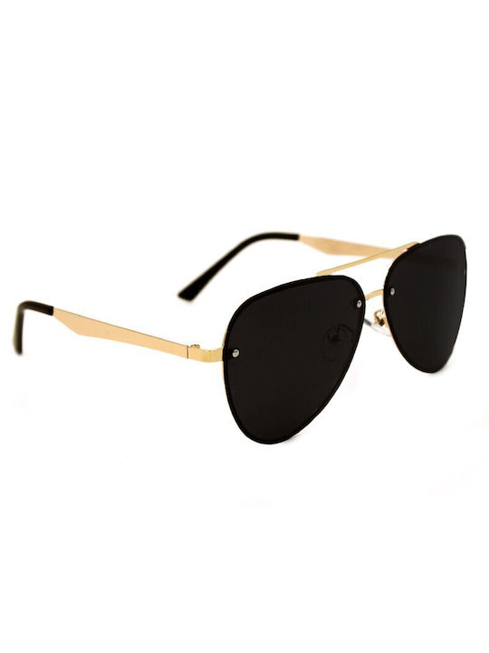 V-store Sonnenbrillen mit Gold Metall Gestell und Schwarz Polarisiert Linse POL8861GOLD