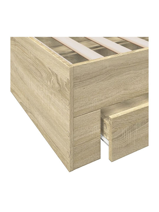 Betten Einzel Holz Beige mit Lattenrost für Matratze 75x190cm