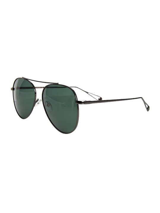 V-store Men's Sunglasses with Black Metal Frame and Green Polarized Mirror Lens POL9533SILVERGREEN