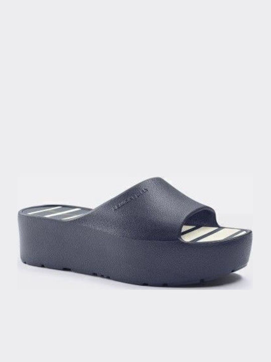 Solis 01 Slides με Πλατφόρμα σε Navy Μπλε Χρώμα