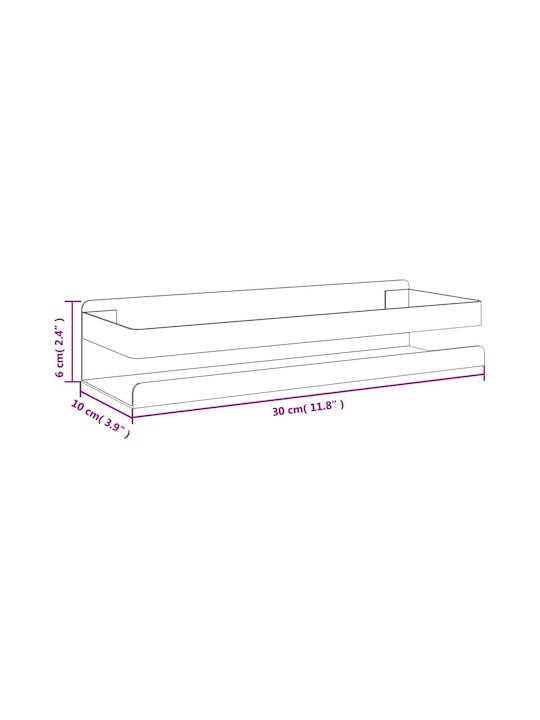 vidaXL Стенен Рафт за баня Пластмасен 30x10x6см Черна
