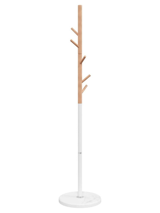 vidaXL Metallic Coat Rack White / Natural 37x37x172cm