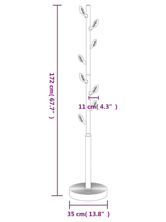 vidaXL Καλόγερος Μεταλλικός Λευκός 35x35x172cm
