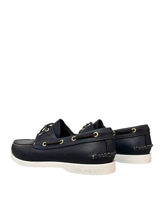 Δερμάτινα Ανδρικά Boat Shoes σε Μπλε Χρώμα