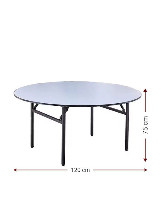 Noel Round Outdoor Dinner Foldable Metal Table White 120x120x75cm