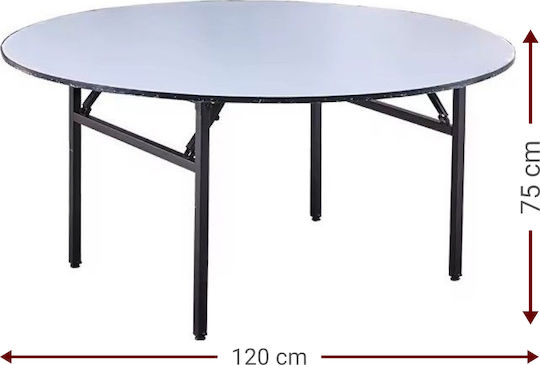 Tisch Zusammenklappbar Noel Round Weiß 120x120x75cm